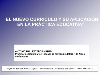 “EL NUEVO CURRICULO Y SU APLICACIÓN EN LA PRÁCTICA EDUCATIVA”