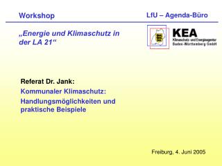 Workshop „Energie und Klimaschutz in der LA 21“