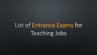 List of Entrance Exams for Teaching