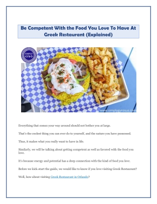 Be Competent With the Food You Love To Have At Greek Restaurant (Explained)