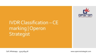 IVDR Classification - CE marking | Operon Strategist