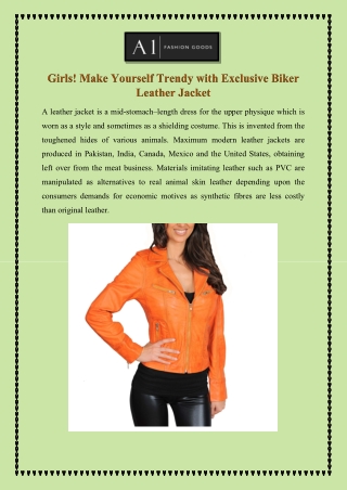 Girls! Make Yourself Trendy with Exclusive Biker Leather Jacket