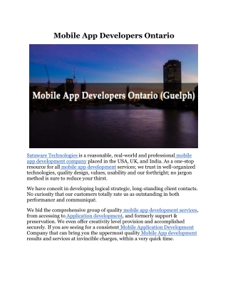 Mobile App Developers Ontario