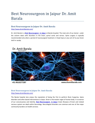 Best Neurosurgeon in Jaipur Dr. Amit Barala
