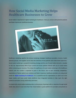 How Social Media Marketing Helps Healthcare Businesses to Grow