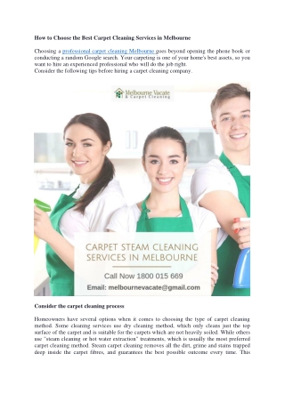 How to Choose the Best Carpet Cleaning Services in Melbourne