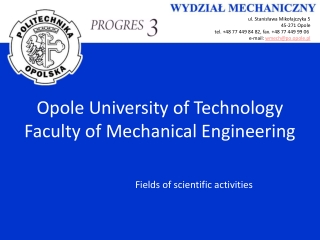 Opole University of Technology Faculty of Mechanical Engineering