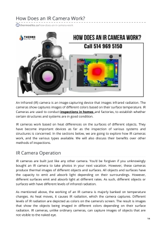 How Does an IR Camera Work? - Thermography Inspection Montreal