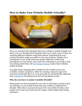 How to Make Your Website Mobile-Friendly?