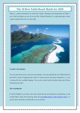 The 10 Best Tahiti Beach Hotels for 2020