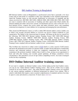 ISO Internal Training Online | ISO Internal Training |Online ISO internal Auditor Training|ISO Auditor Training in bangl