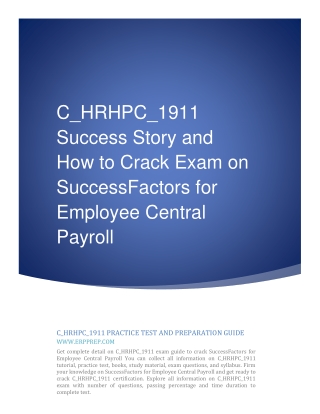 C_HRHPC_1911 Success Story and How to Crack Exam on SuccessFactors for Employee Central Payroll [pdf]