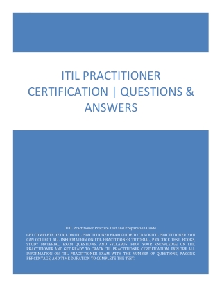 ITIL Practitioner Certification Exam | Questions & Answers