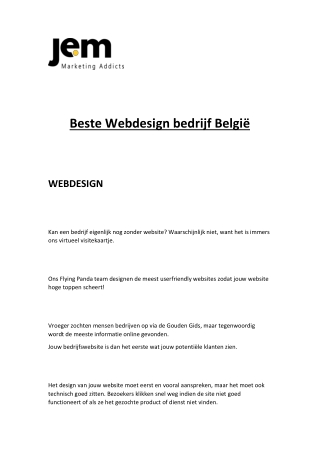 Beste Webdesign Bedrijf België - JEM Productions