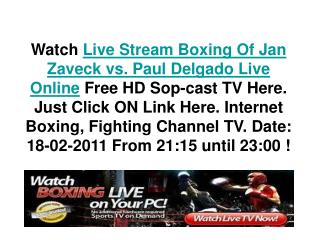 Jan Zaveck vs Paul Delgado Live Stream 2011 HD Boxing TV