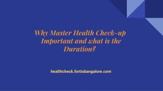 Master Health Checkup Fortis Bangalore