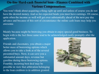 On-line Hard-cash financial loan - Finance Combined with