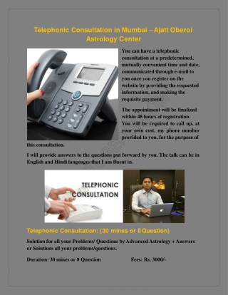 Telephonic Consultation in Mumbai - Ajatt Oberoi Astrology Center