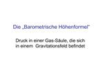 Die Barometrische H henformel