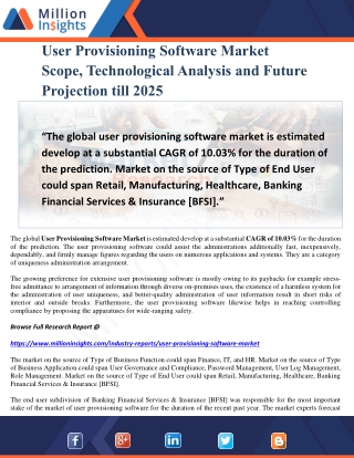 User Provisioning Software Market Scope, Technological Analysis and Future Projection till 2025