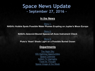 Space News Update - September 27, 2016 -