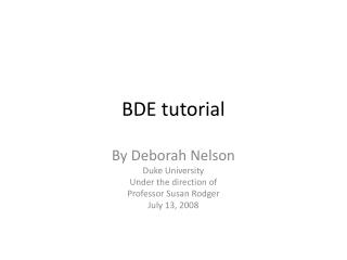 BDE tutorial