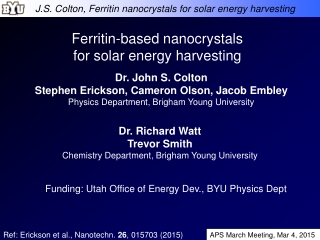 Ferritin-based nanocrystals  for solar energy harvesting