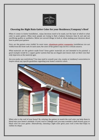 Choosing the Right Rain Gutter Color for your Residence/Company’s Roof