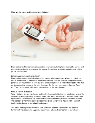 What Are the Types and Treatments of Diabetes