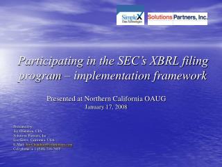 Participating in the SEC’s XBRL filing program – implementation framework