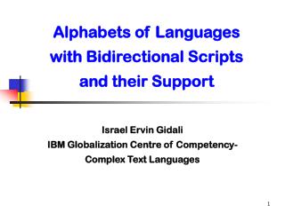 Alphabets of Languages with Bidirectional Scripts and their Support