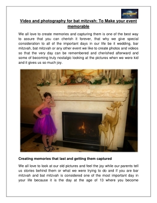 Video and photography for bat mitzvah: To Make your event memorable