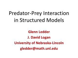 Predator-Prey Interaction in Structured Models