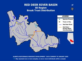 RED DEER RIVER BASIN SE Region Brook Trout Distribution
