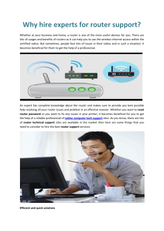 Why hire experts for router support?