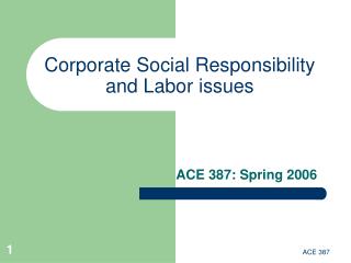 Corporate Social Responsibility and Labor issues