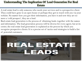 Understanding The Implication Of Lead Generation For Real Estate