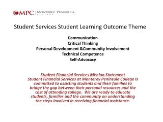 Student Services Student Learning Outcome Theme