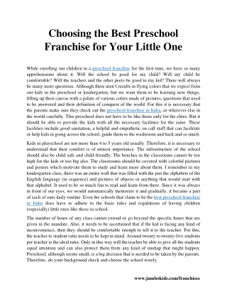 Choosing the Best Preschool Franchise for Your Little One