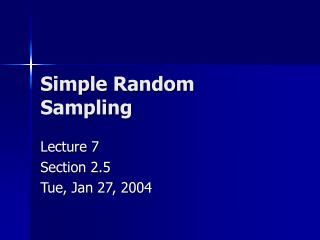 Simple Random Sampling