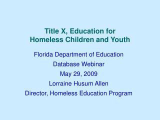Title X, Education for Homeless Children and Youth