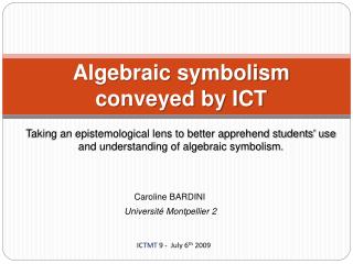 Algebraic symbolism conveyed by ICT