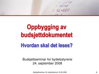 Budsjettseminar for bydelsstyrene 24.09.2008