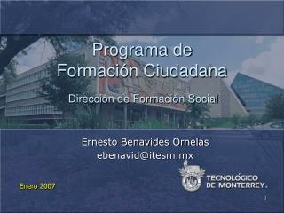 Programa de Formación Ciudadana Dirección de Formación Social