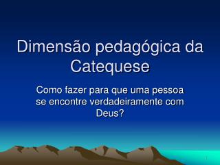 Dimensão pedagógica da Catequese