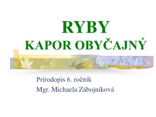 RYBY KAPOR OBYČAJNÝ