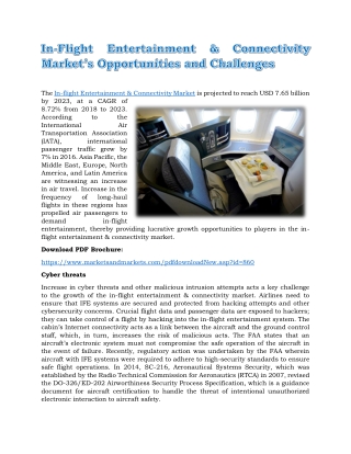 In-Flight Entertainment & Connectivity Market’s Opportunities and Challenges