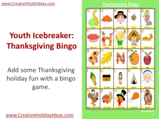 Youth Icebreaker: Thanksgiving Bingo