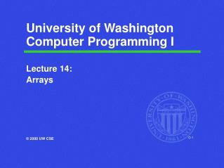 University of Washington Computer Programming I