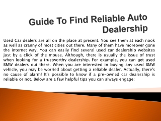 Guide To Find Reliable Auto Dealership